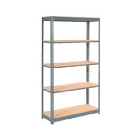 Global Industrial 5 Shelf, Boltless Shelving, Starter, 48inW x 12inD x 96inH, Wood Deck 254442H